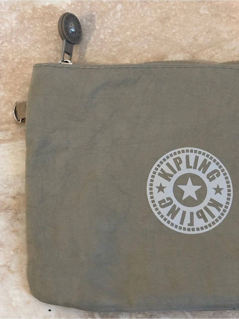 Kipling Grey Zip Nylon Pouch